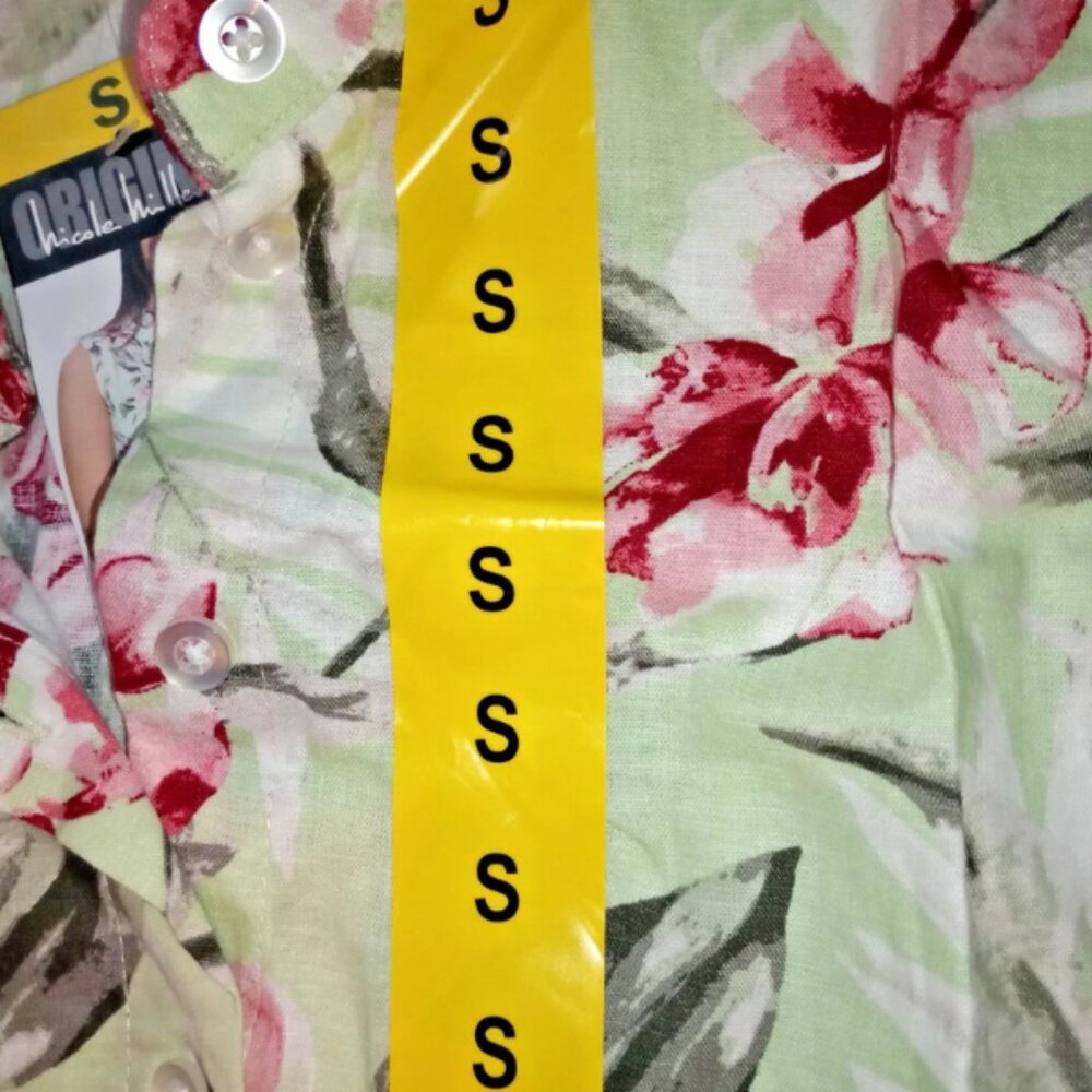 NWT Nicole Miller Sleeveless Small Blouse Multicolor Floral Linen Blend Top - Picture 5 of 9